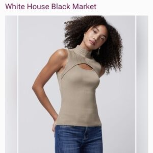 White House Black Market Beige Cutout Top